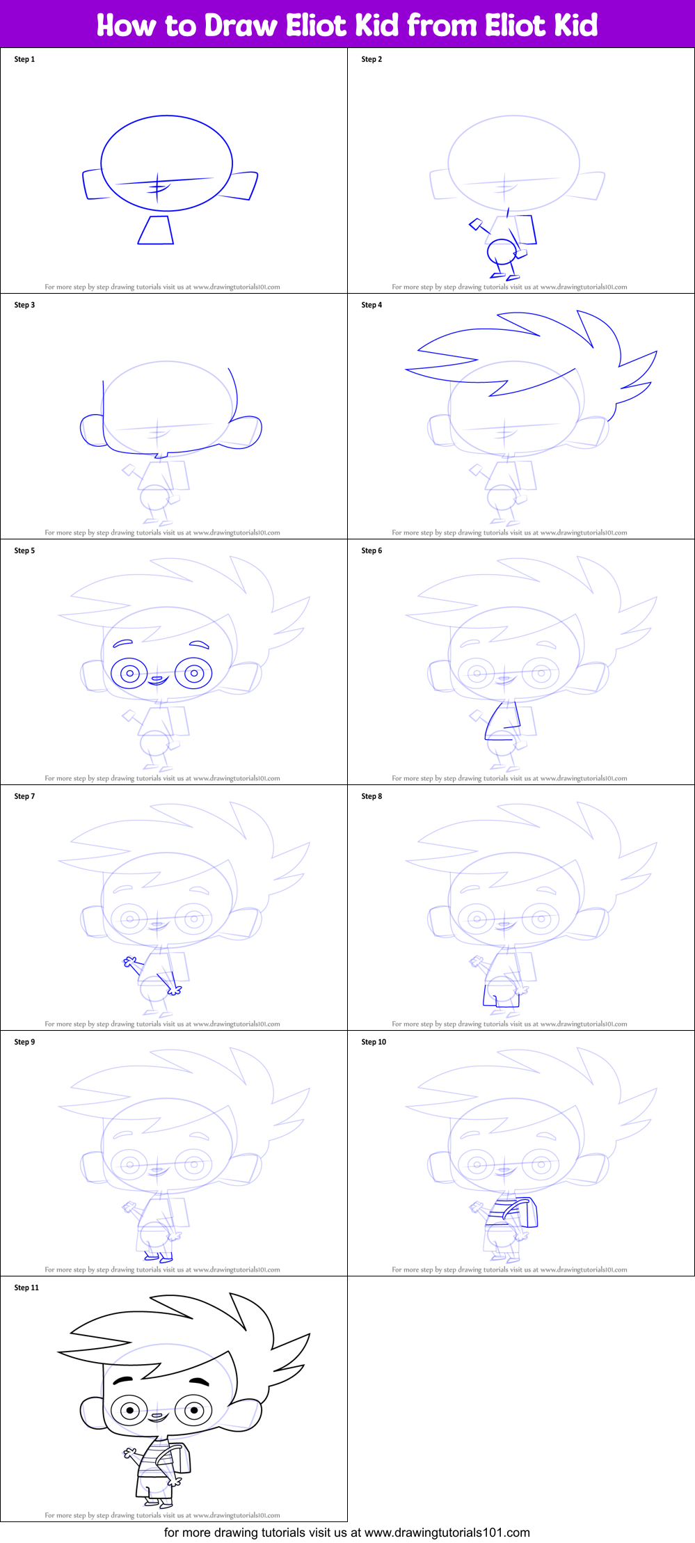 How to Draw Eliot Kid from Eliot Kid Printable Step by Step