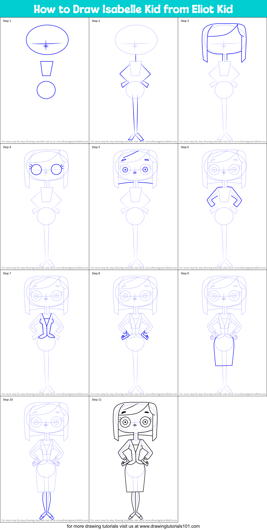 How to Draw Isabelle Kid from Eliot Kid Printable Step by Step