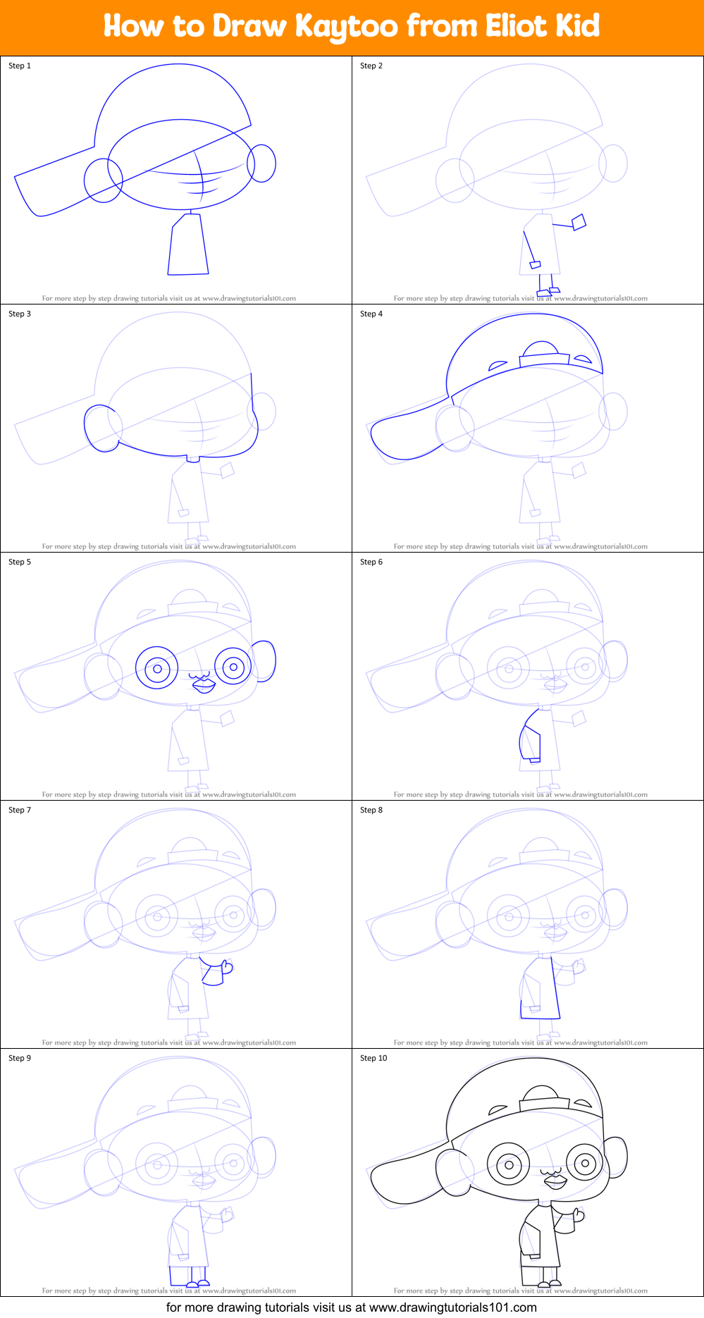 How to Draw Kaytoo from Eliot Kid Printable Step by Step