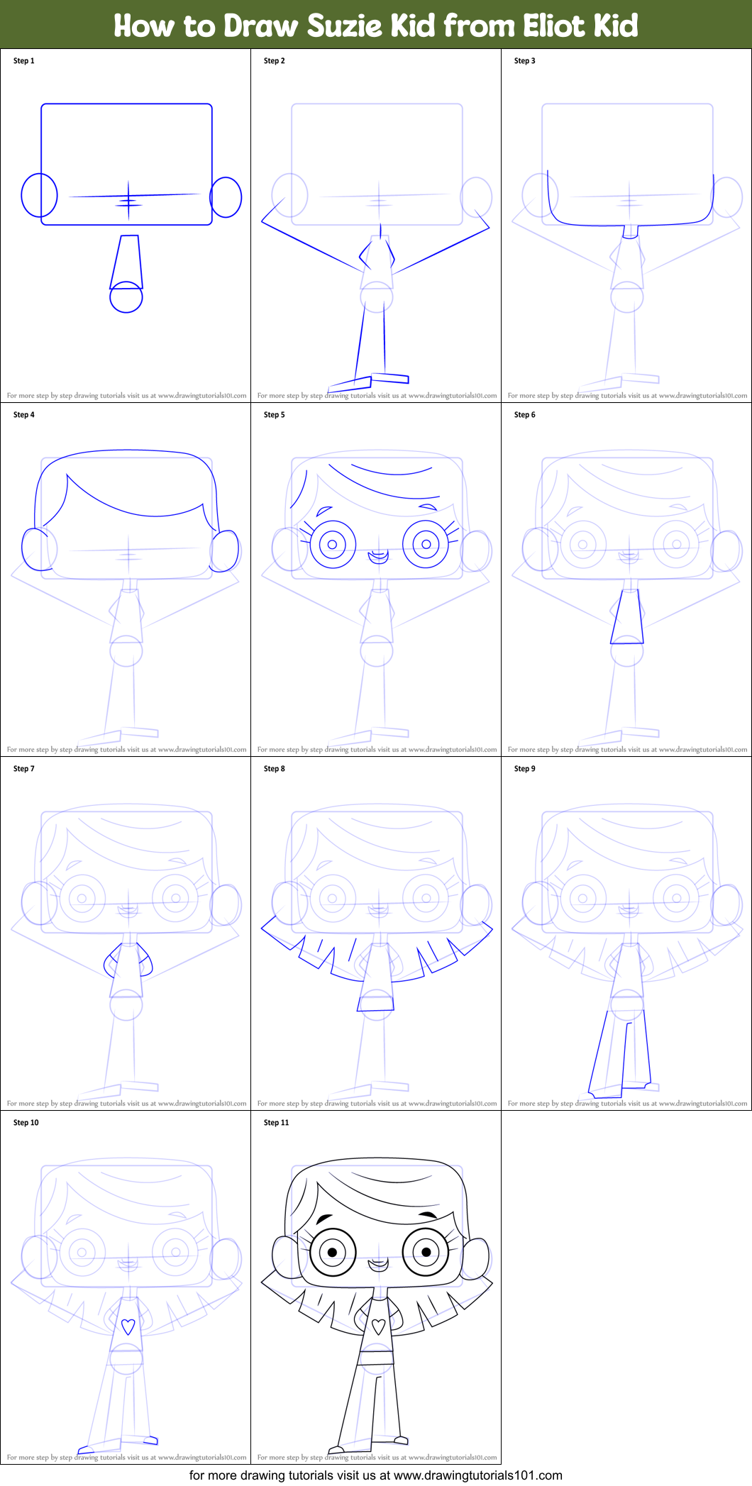 How to Draw Suzie Kid from Eliot Kid Printable Step by Step