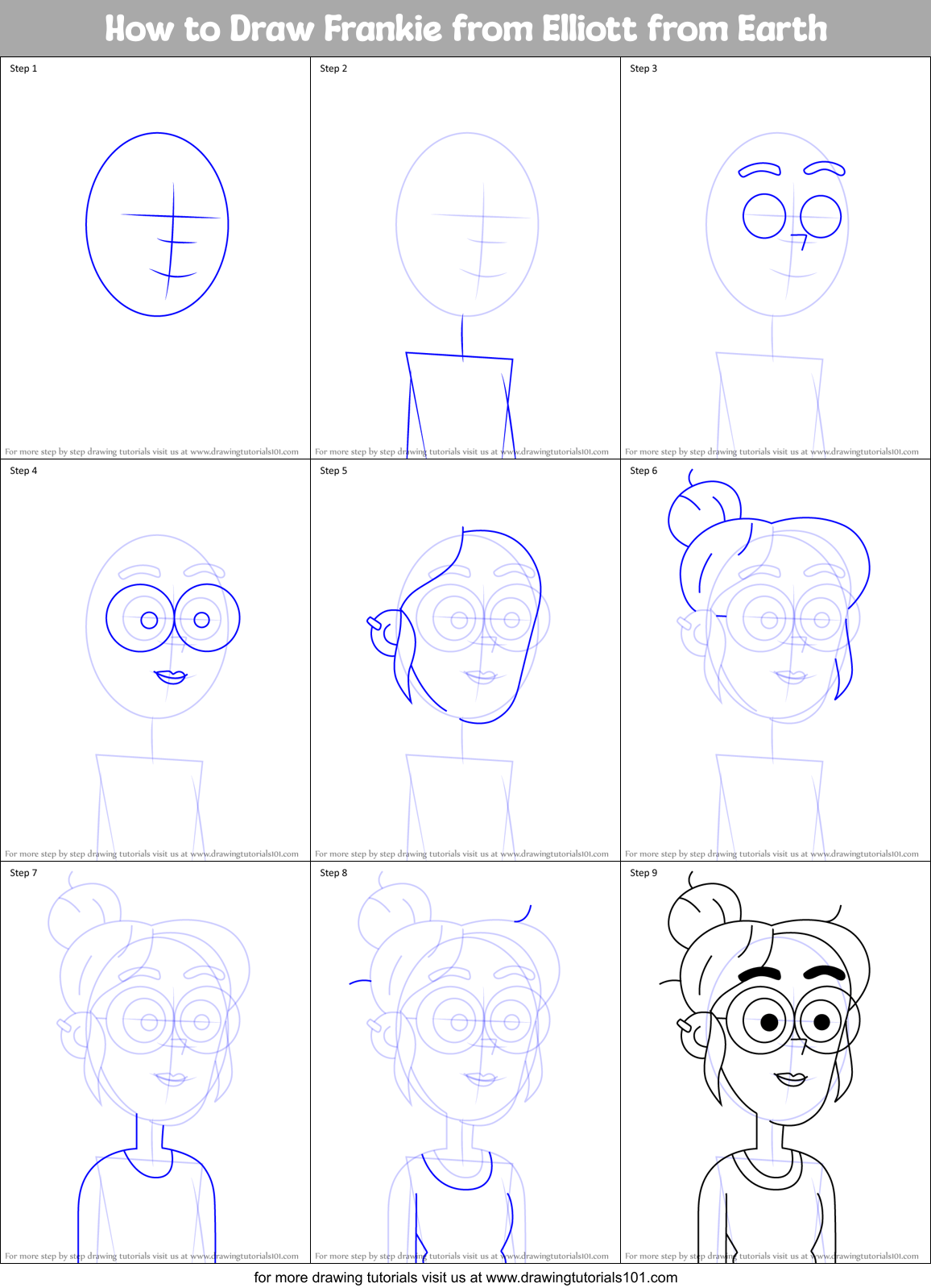 How to Draw Frankie from Elliott from Earth Printable Step by Step