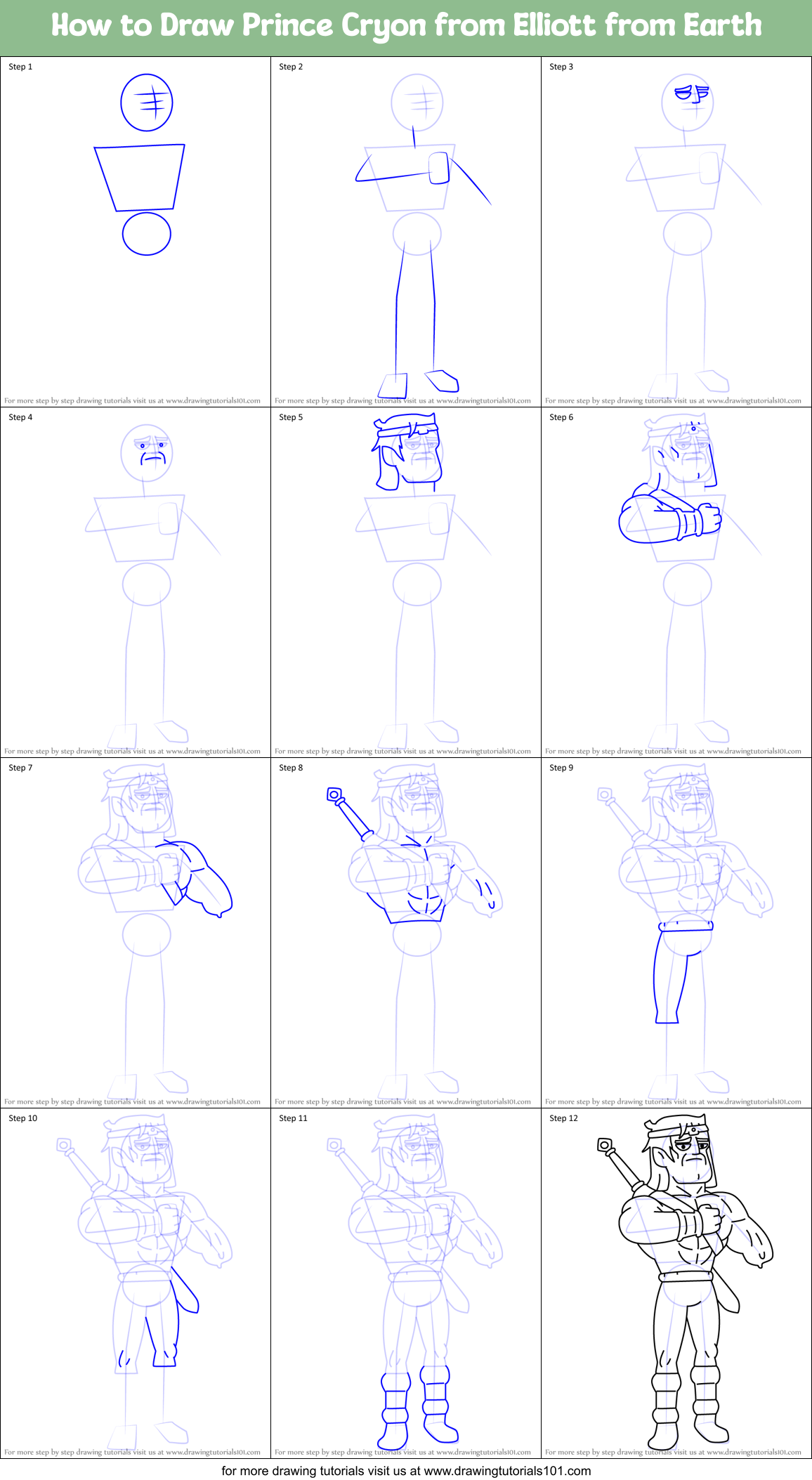 How to Draw Prince Cryon from Elliott from Earth Printable Step by Step