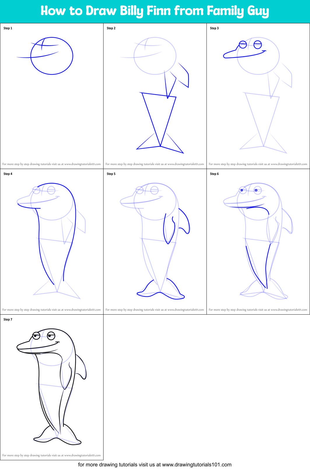 How to Draw Billy Finn from Family Guy Printable Step by Step