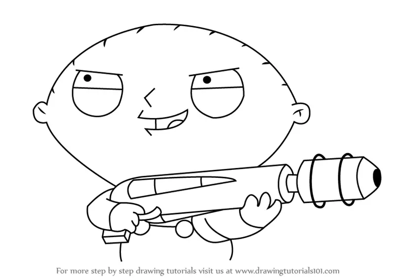 Stewie Guy Draw Evil Drawings Drawing Step Coloring Gangster Sketch Griffin Cartoon T...