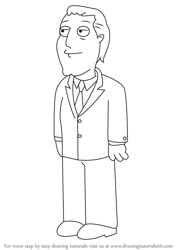 Learn How to Draw Mayor Adam West from Family Guy (Family Guy) Step by Step  : Drawing Tutorials