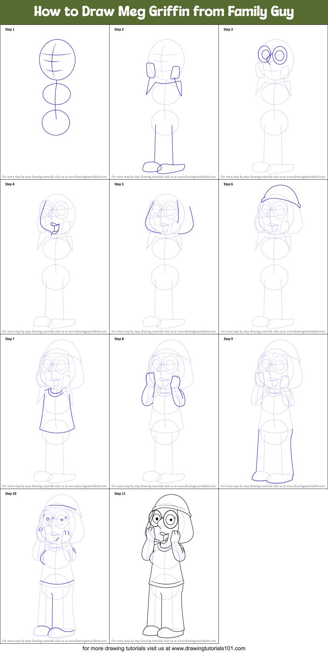 How to Draw Meg Griffin from Family Guy Printable Step by Step