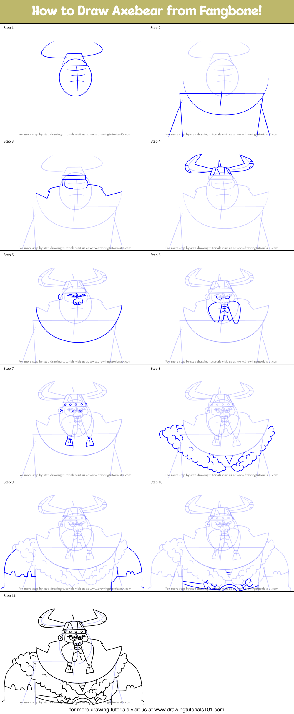 How to Draw Axebear from Fangbone! (Fangbone!) Step by Step ...
