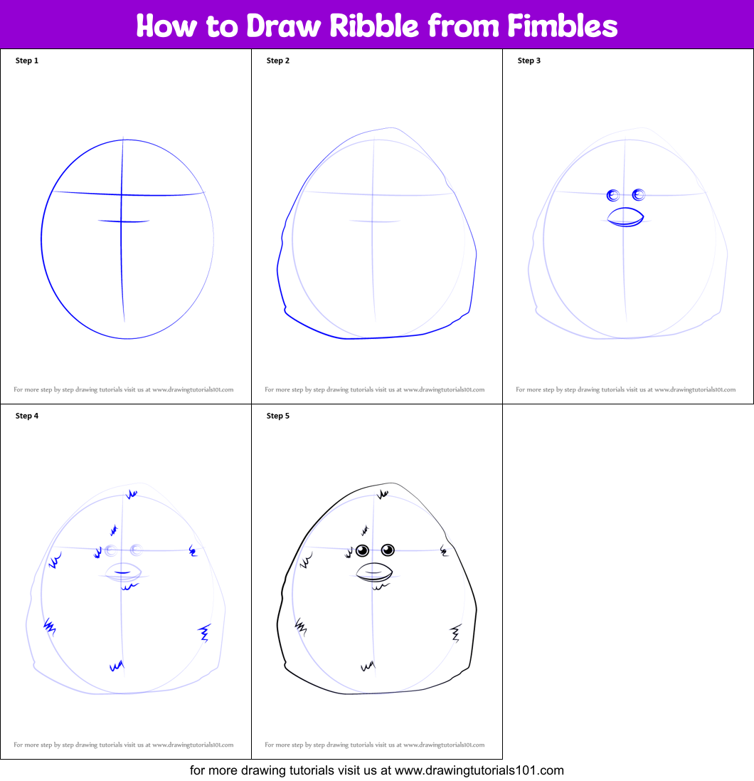 How to Draw Ribble from Fimbles Printable Step by Step