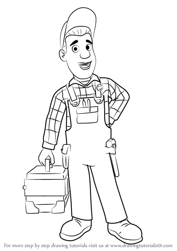 Learn How to Draw Mike Flood from Fireman Sam (Fireman Sam) Step by