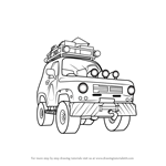 How to Draw Mountain Rescue 4x4 from Fireman Sam