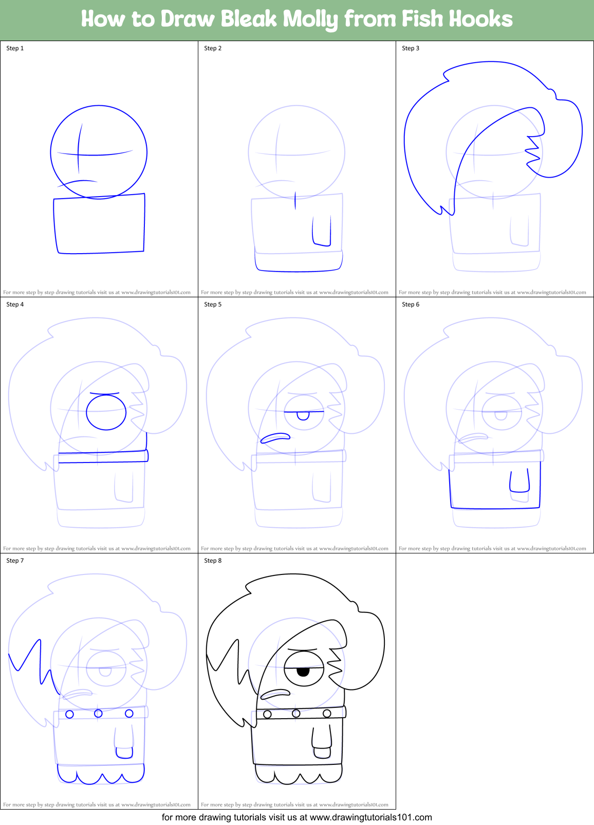 How to Draw Bleak Molly from Fish Hooks Printable Step by Step