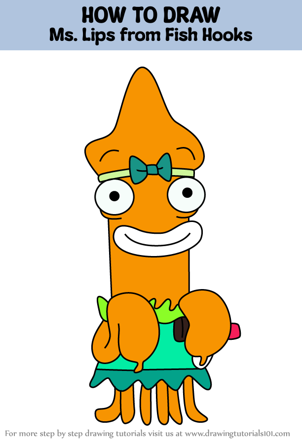 How to Draw Ms. Lips from Fish Hooks (Fish Hooks) Step by Step