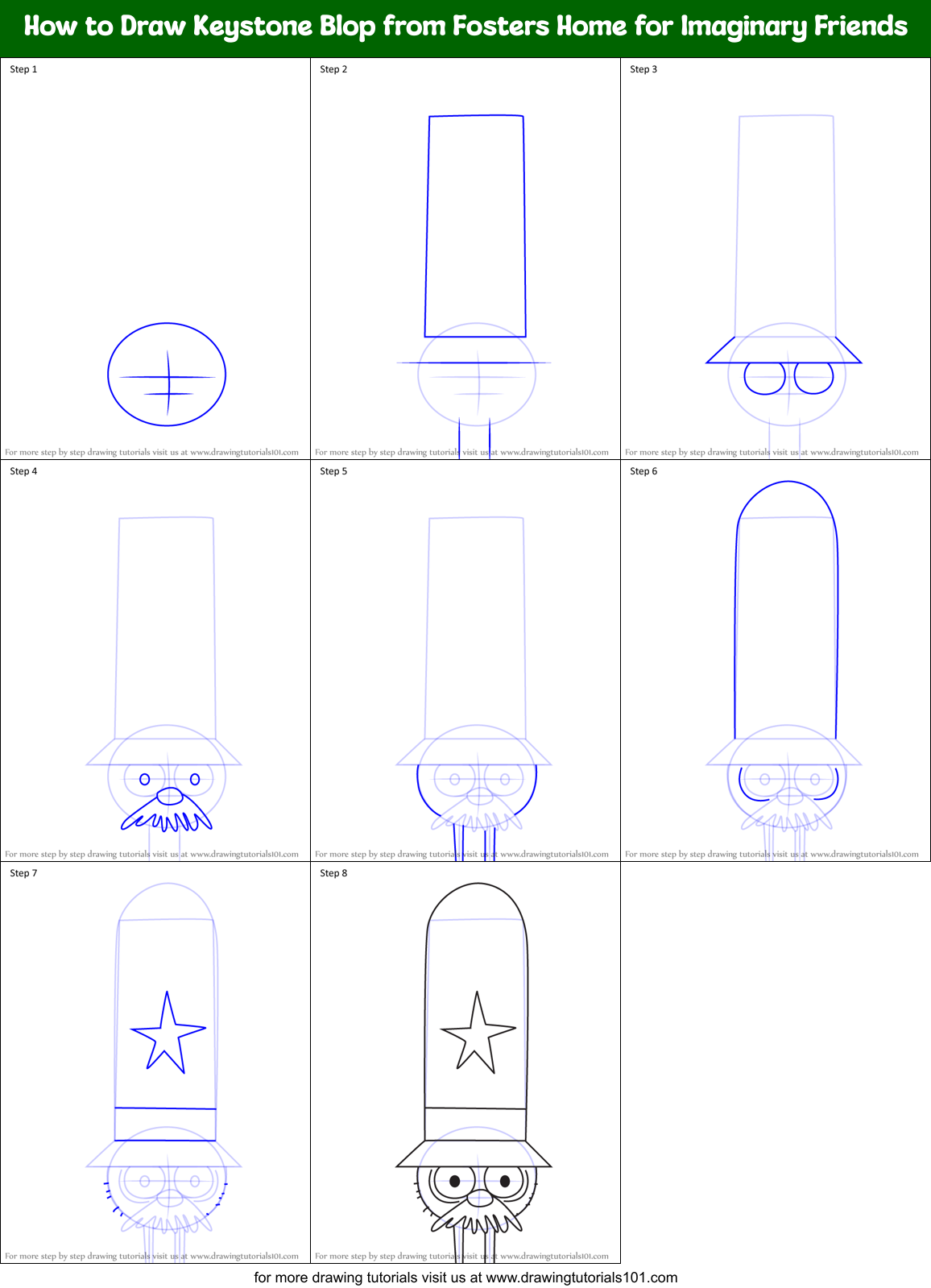 How to Draw Keystone Blop from Fosters Home for Imaginary Friends Printable Step by Step