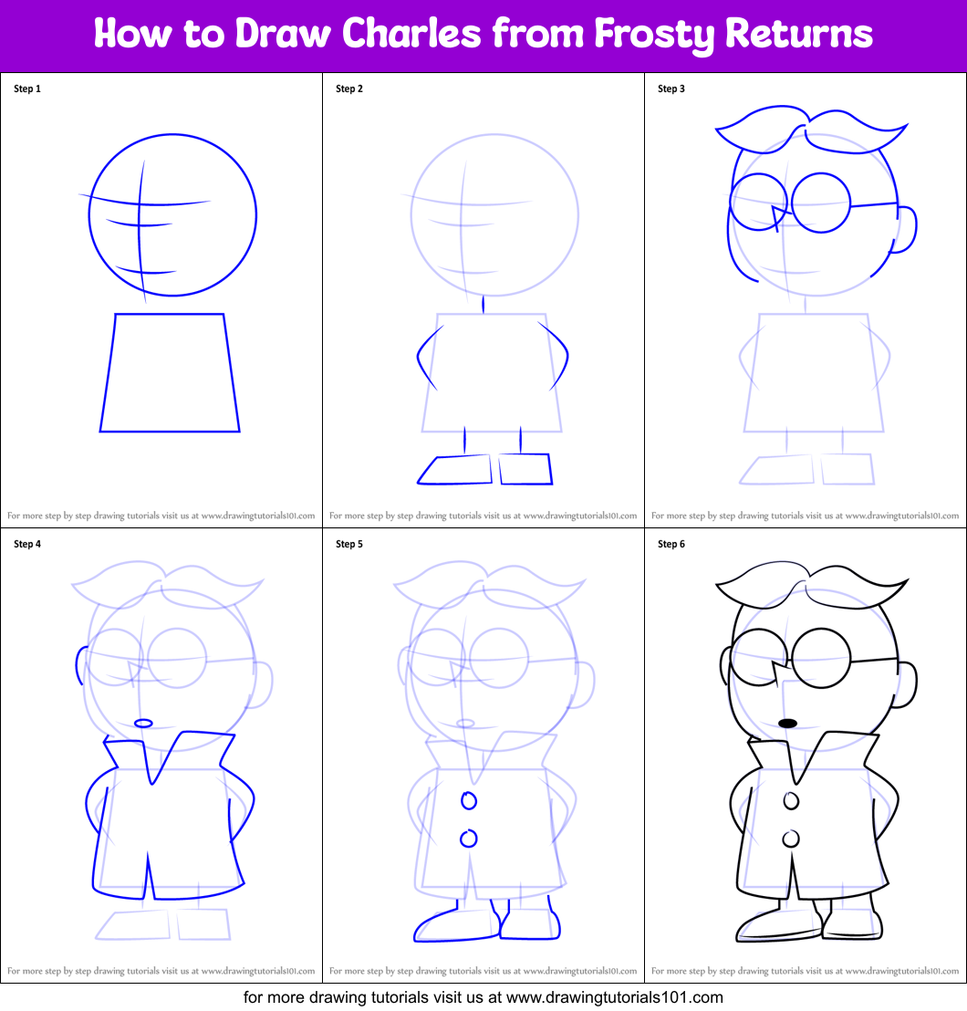 How to Draw Charles from Frosty Returns Printable Step by Step