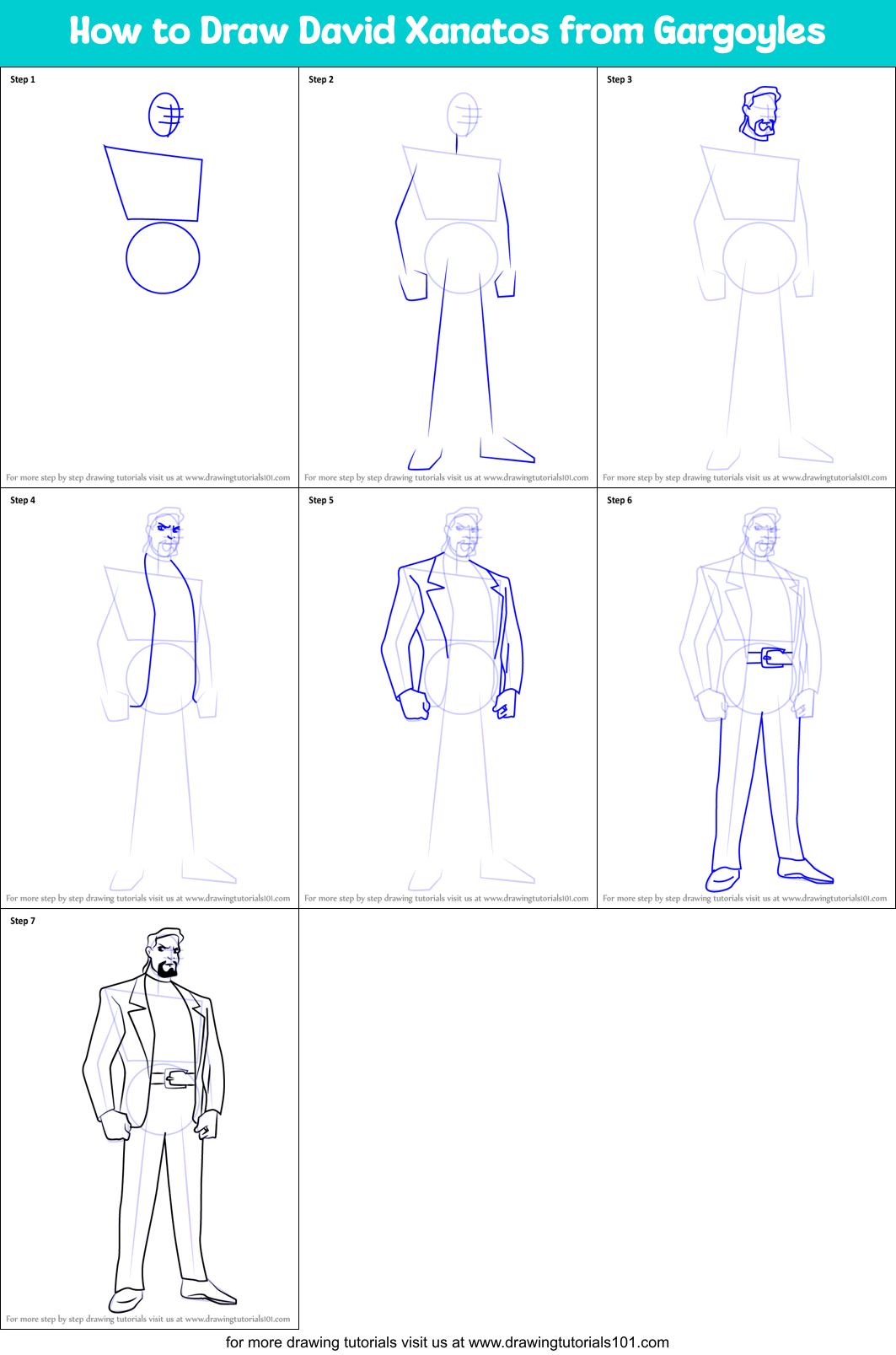 How to Draw David Xanatos from Gargoyles Printable Step by Step