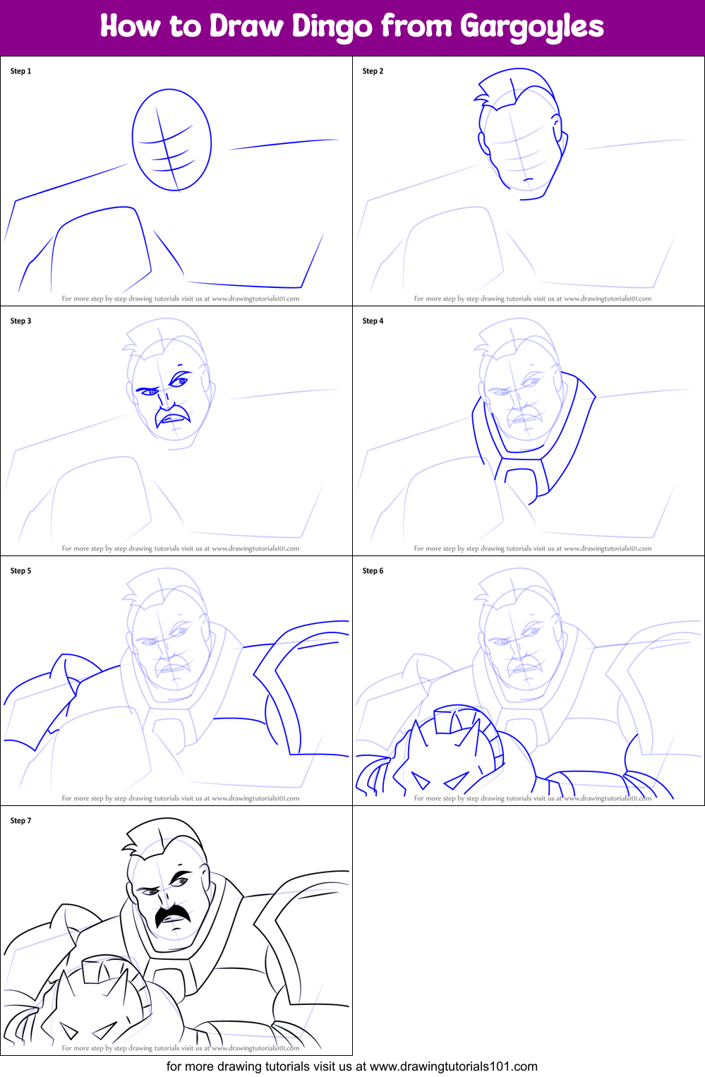 How to Draw Dingo from Gargoyles Printable Step by Step