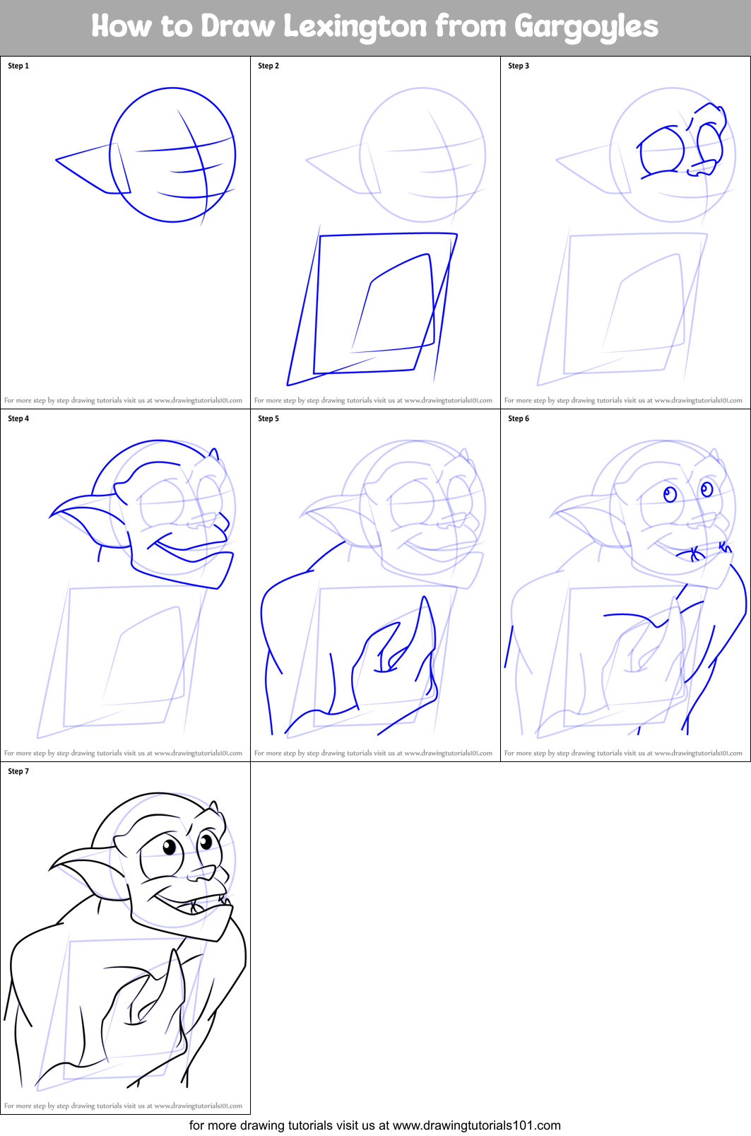 How to Draw Lexington from Gargoyles Printable Step by Step
