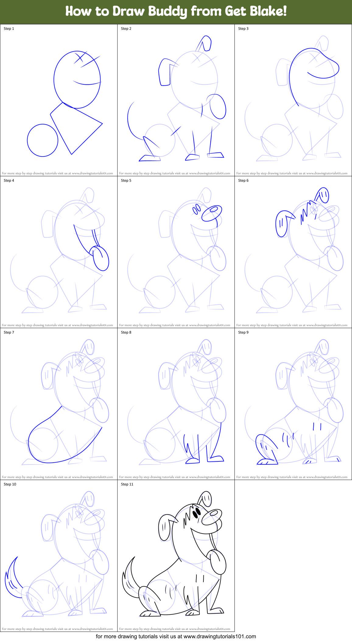 How to Draw Buddy from Get Blake! Printable Step by Step