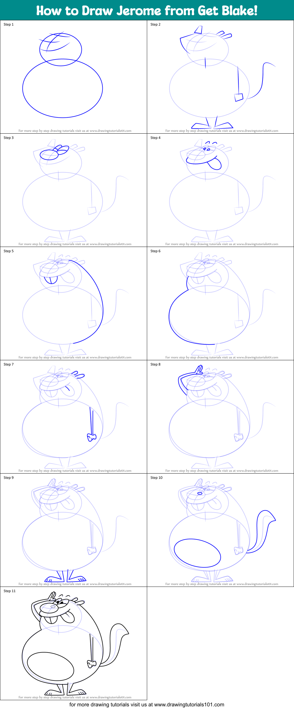 How to Draw Jerome from Get Blake! Printable Step by Step