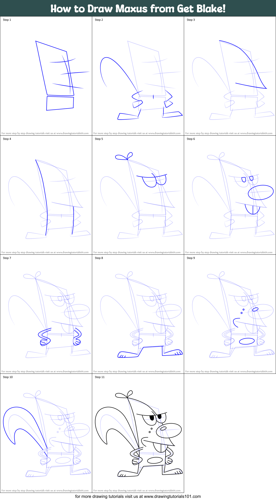 How to Draw Maxus from Get Blake! Printable Step by Step