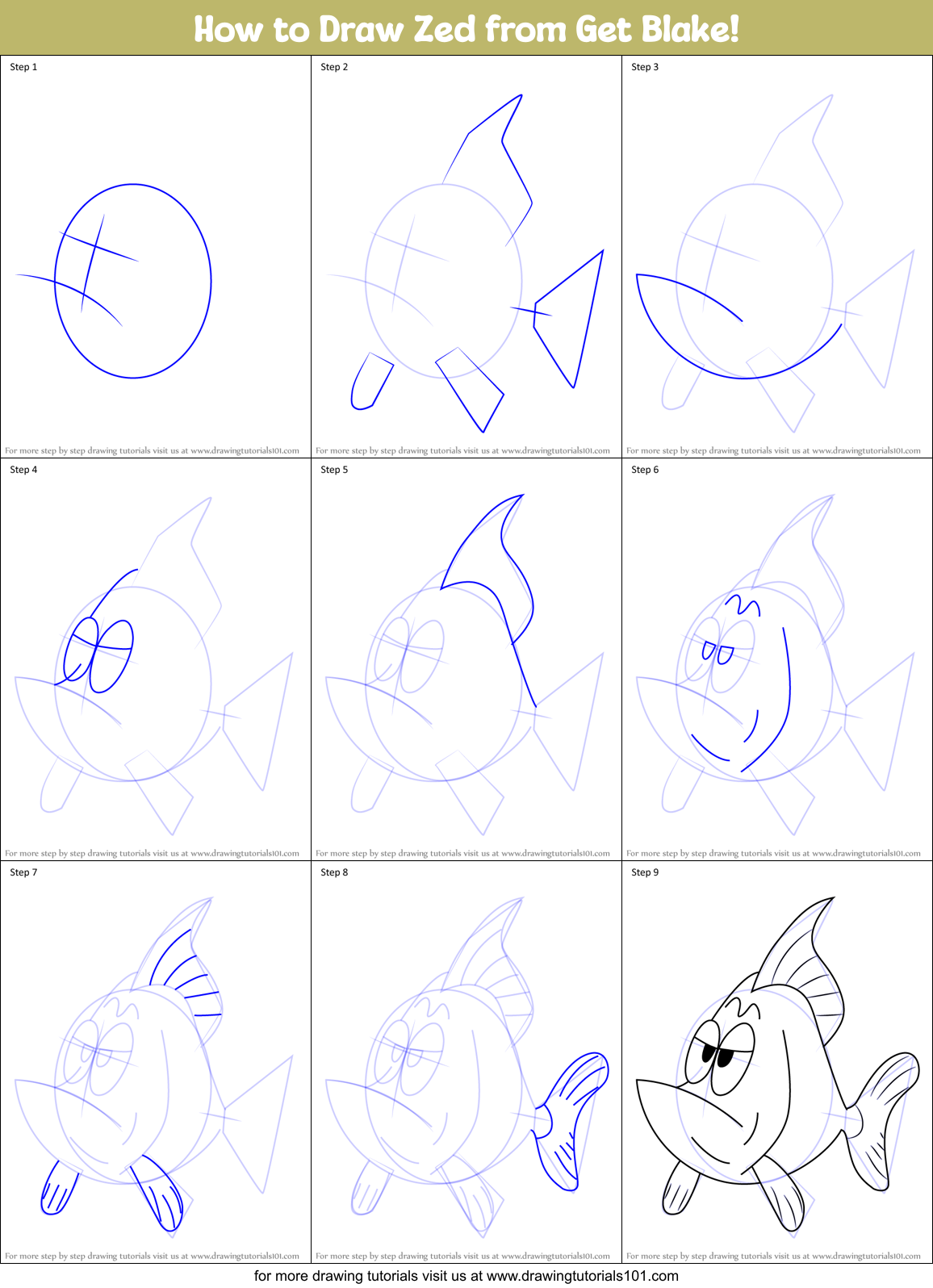 How to Draw Zed from Get Blake! Printable Step by Step