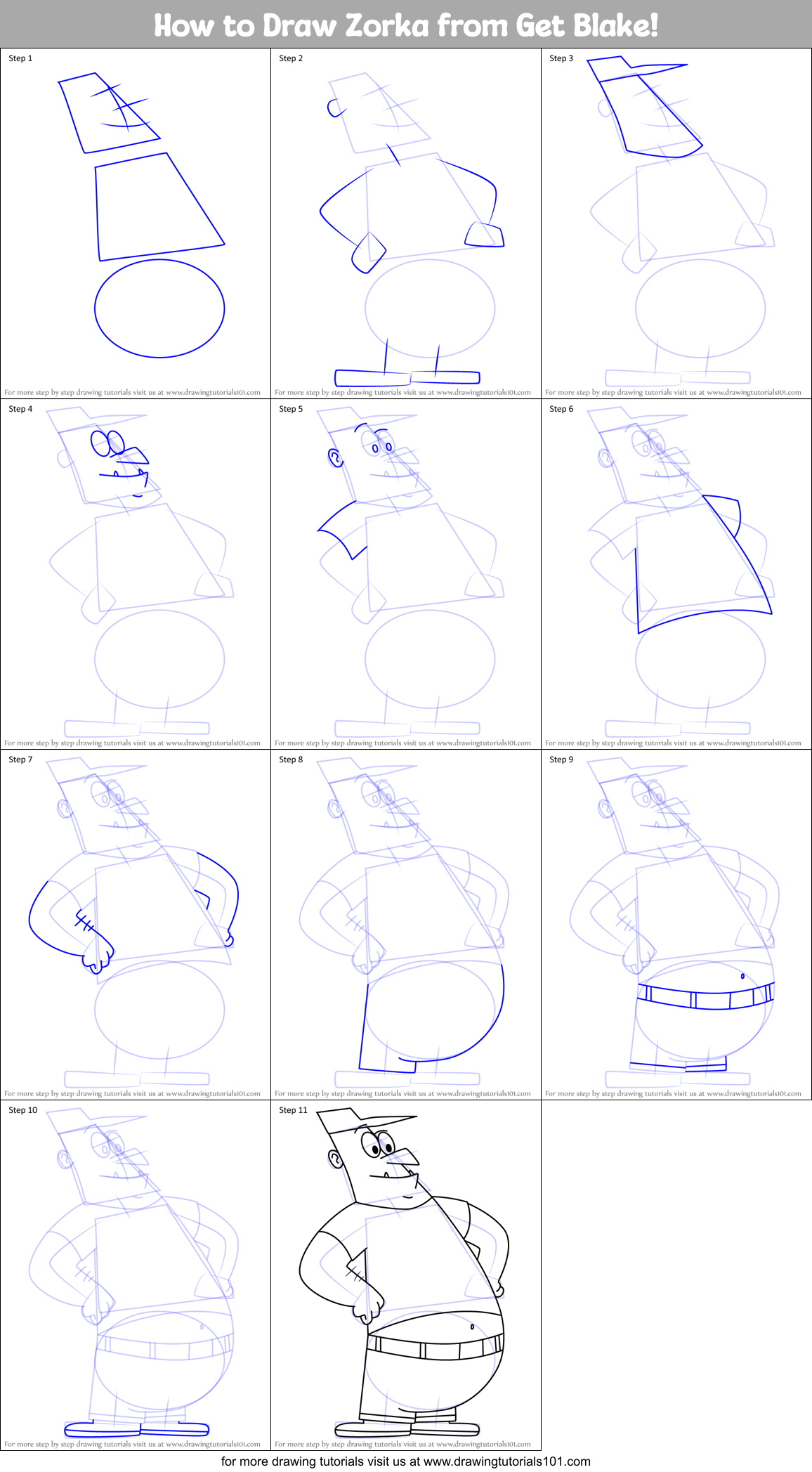 How to Draw Zorka from Get Blake! Printable Step by Step