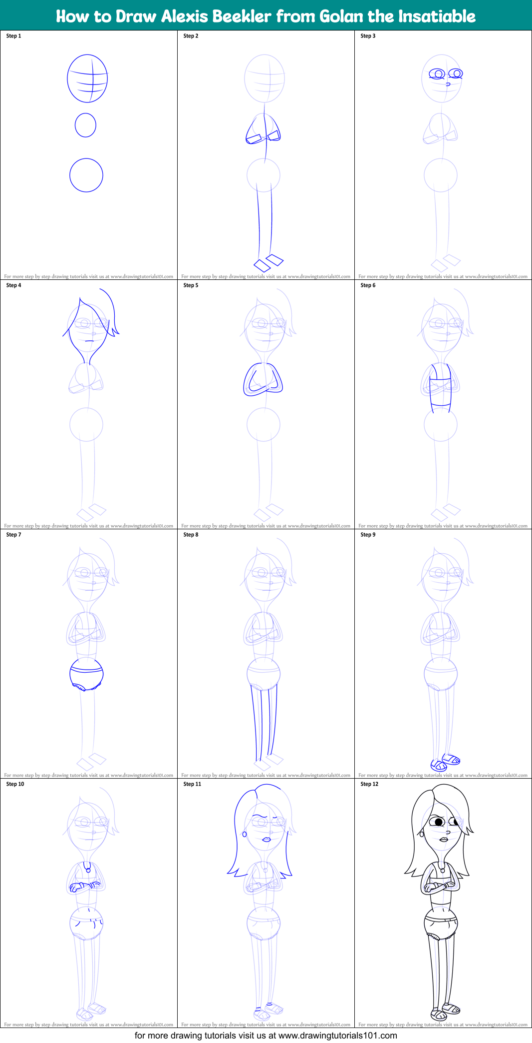 How to Draw Alexis Beekler from Golan the Insatiable Printable Step by Step