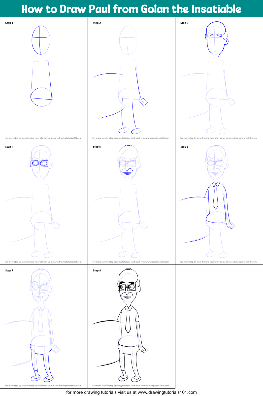 How to Draw Paul from Golan the Insatiable Printable Step by Step