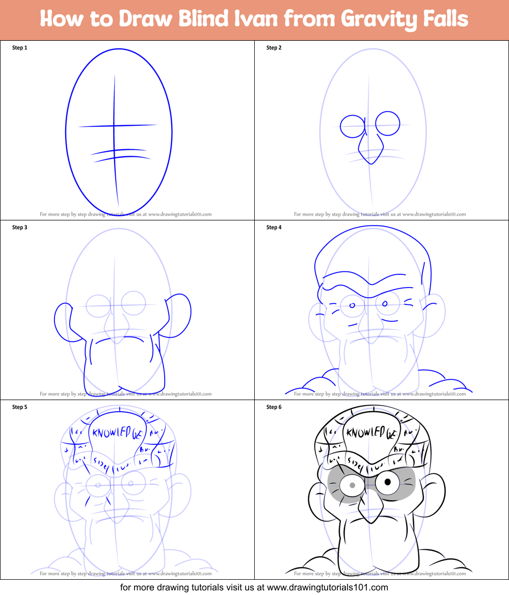 How to Draw Blind Ivan from Gravity Falls Printable Step by Step