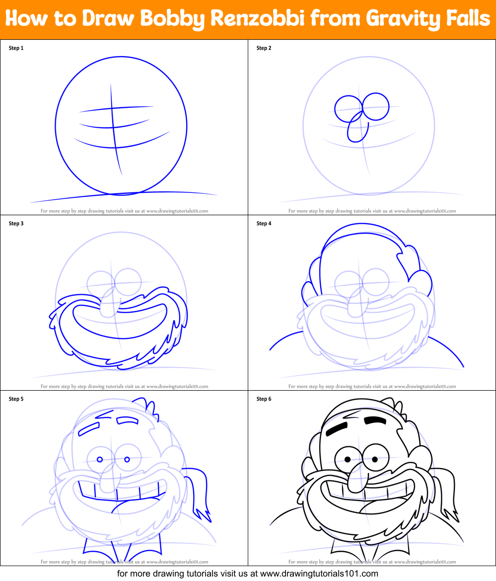 How to Draw Bobby Renzobbi from Gravity Falls Printable Step by Step