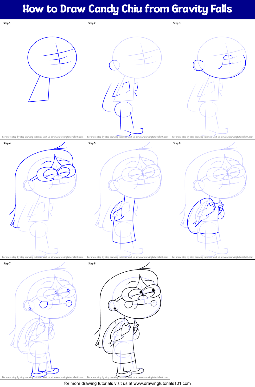 How to Draw Candy Chiu from Gravity Falls Printable Step by Step