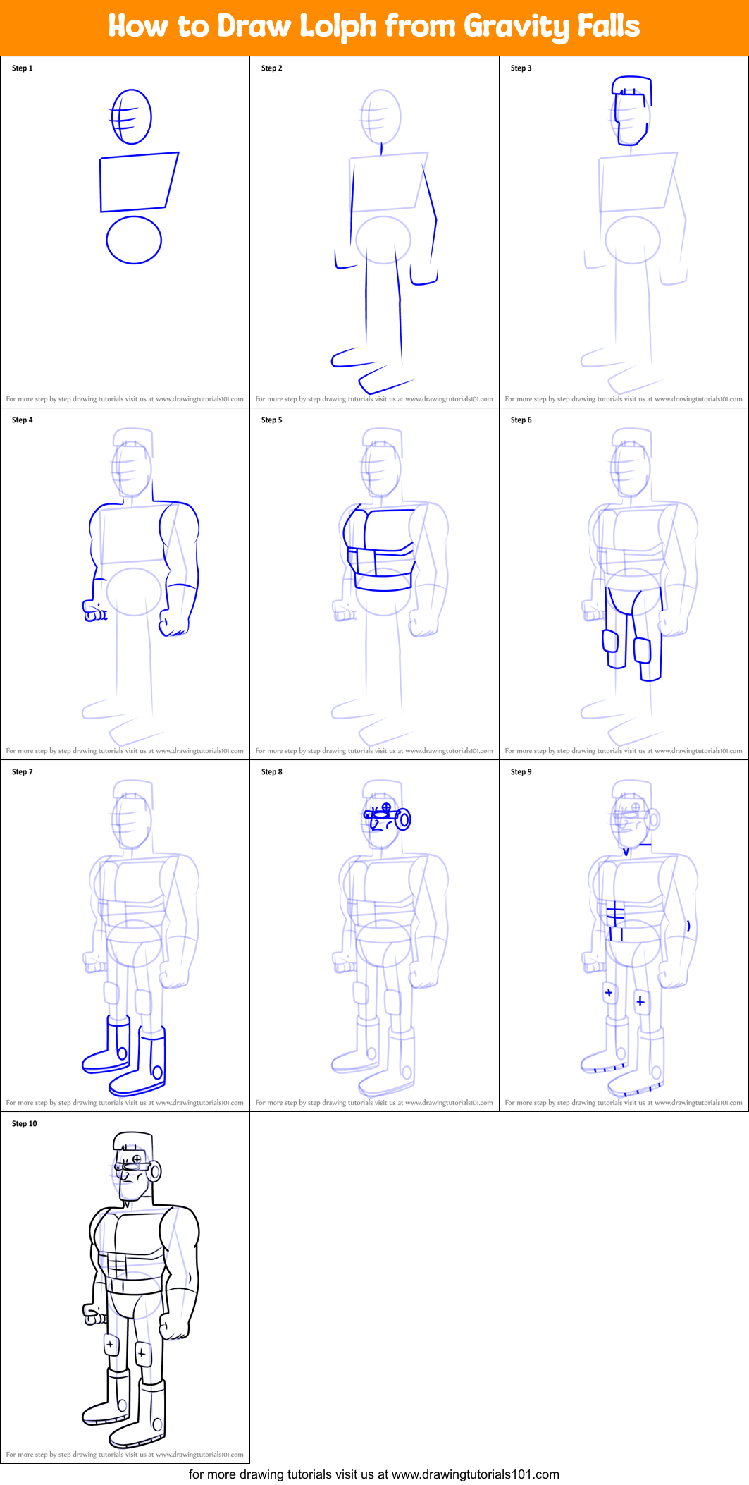 How to Draw Lolph from Gravity Falls Printable Step by Step