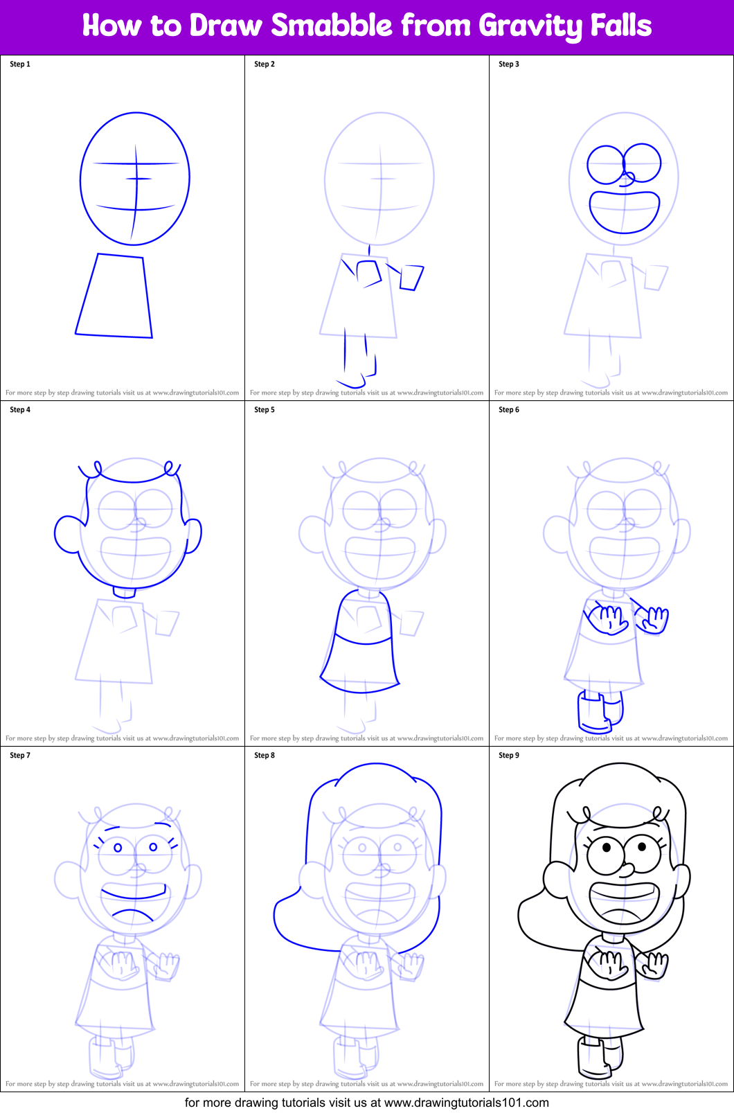 How to Draw Smabble from Gravity Falls Printable Step by Step