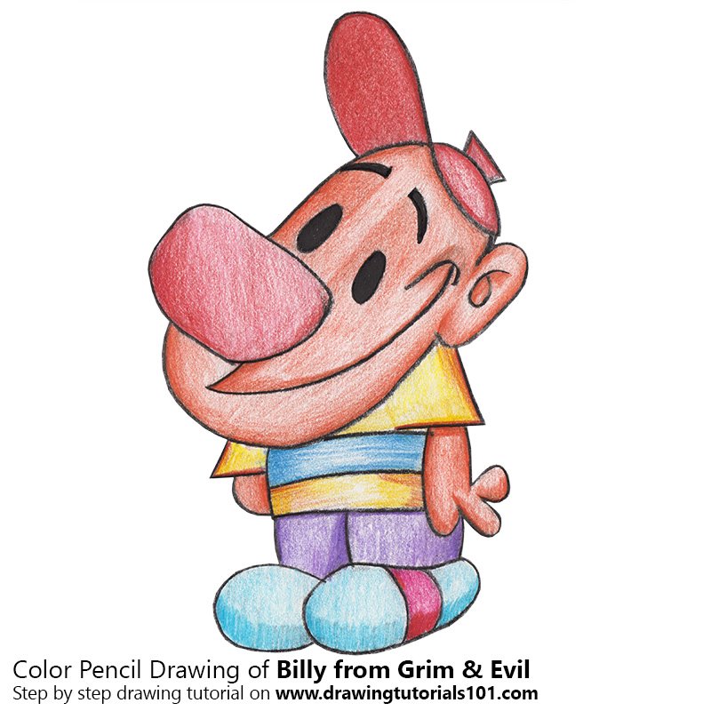 How to Draw Billy from Grim & Evil by Color Pencils