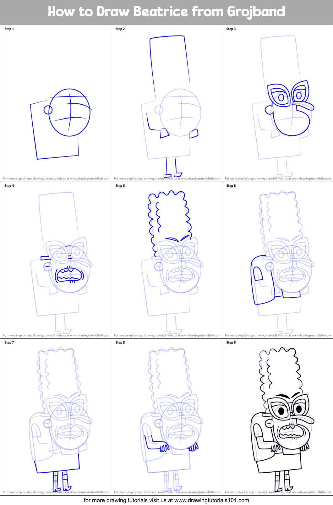 How to Draw Beatrice from Grojband Printable Step by Step