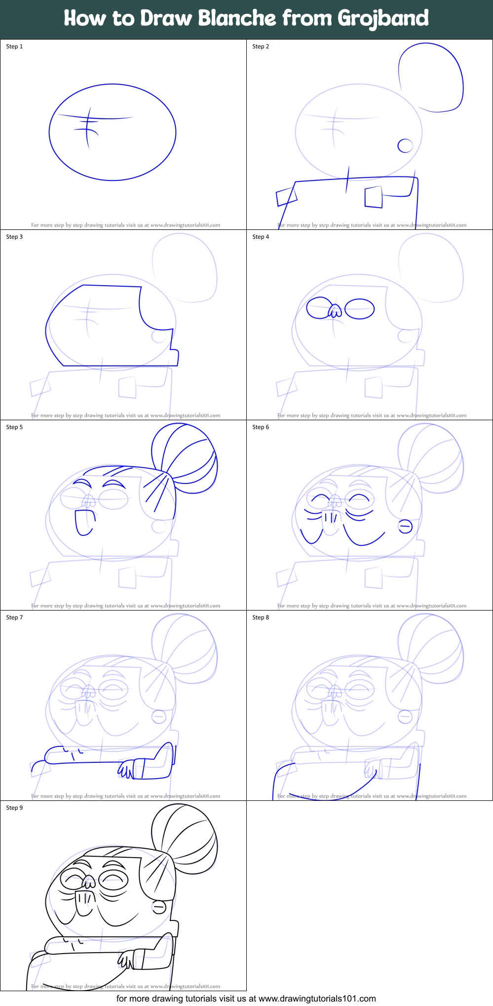 How to Draw Blanche from Grojband Printable Step by Step
