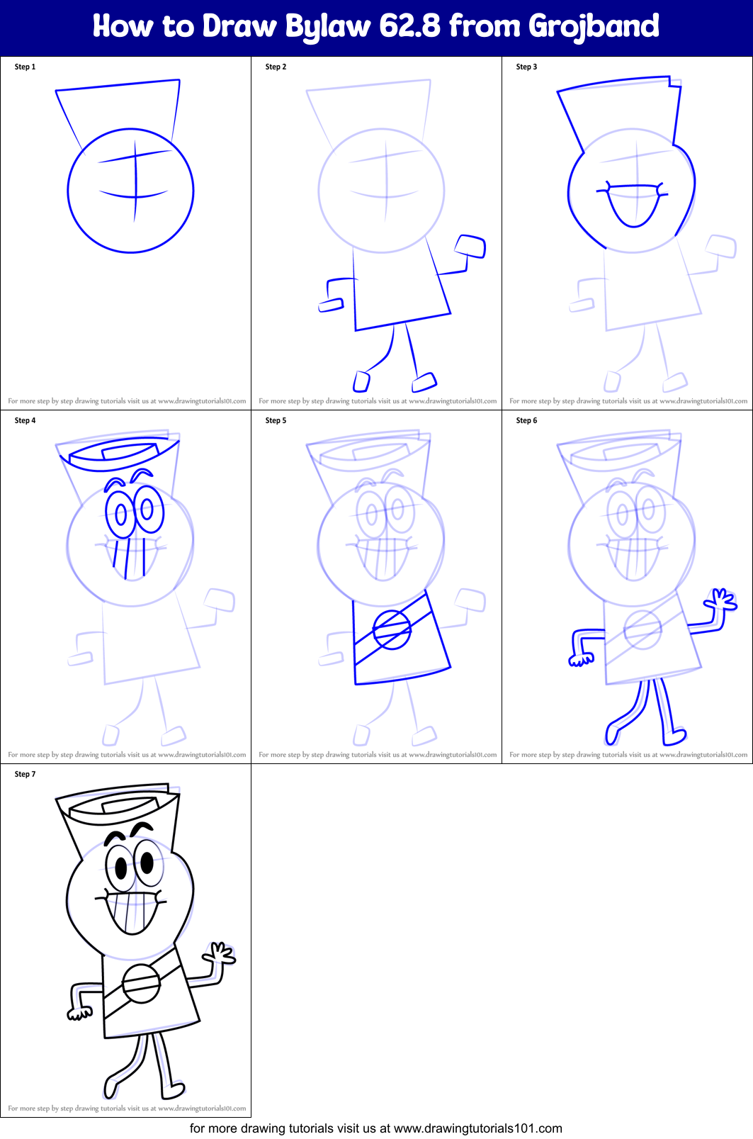 How to Draw Bylaw 62.8 from Grojband Printable Step by Step