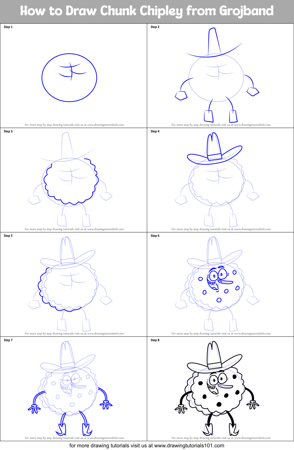 How to Draw Chunk Chipley from Grojband Printable Step by Step