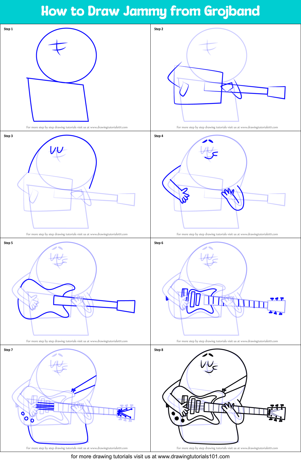 How to Draw Jammy from Grojband Printable Step by Step