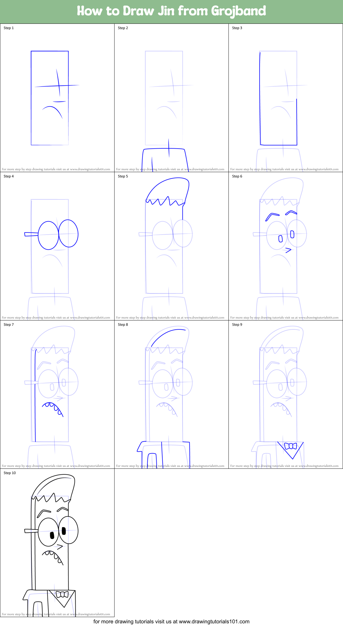 How to Draw Jin from Grojband Printable Step by Step