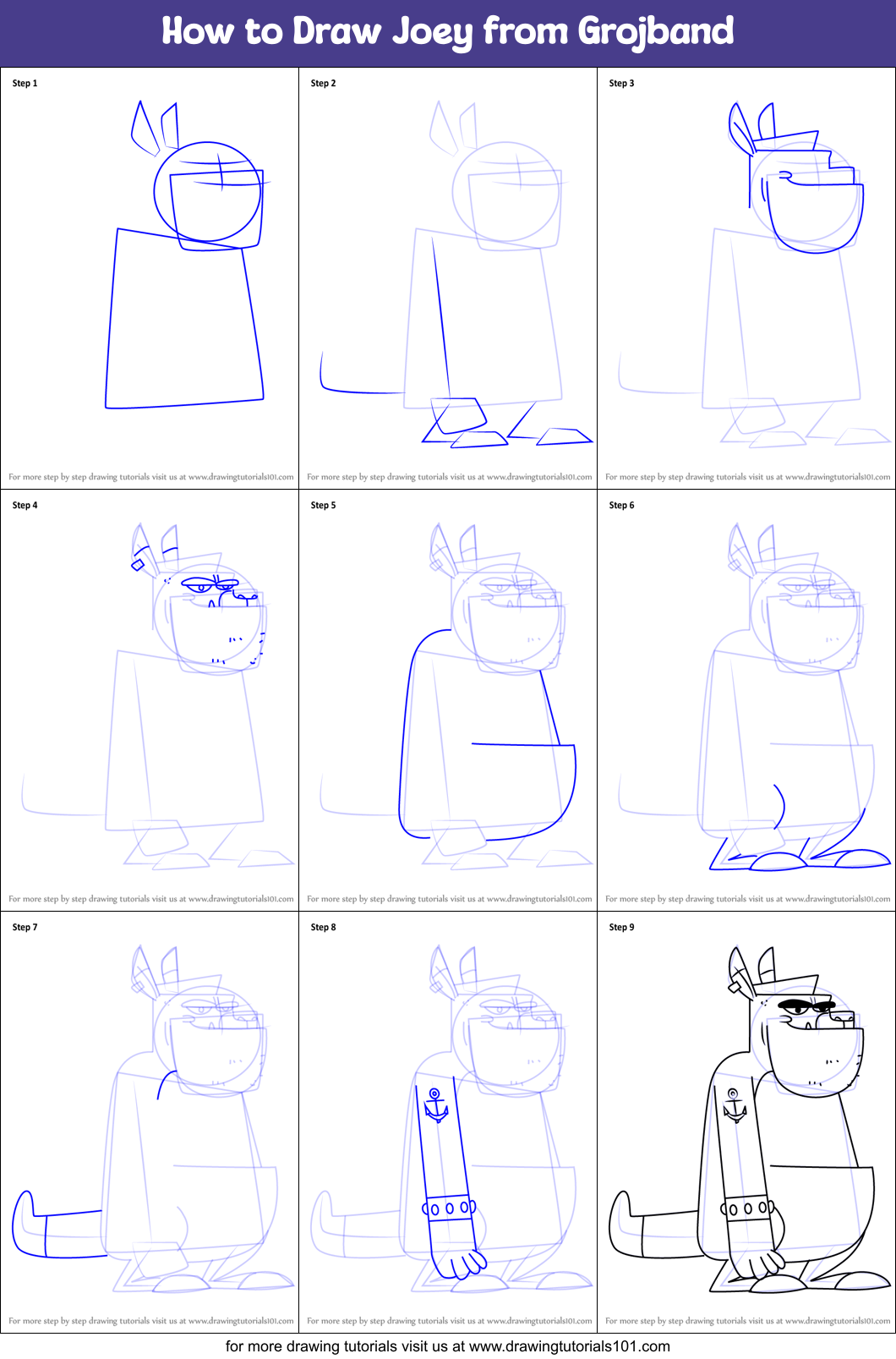 How to Draw Joey from Grojband Printable Step by Step