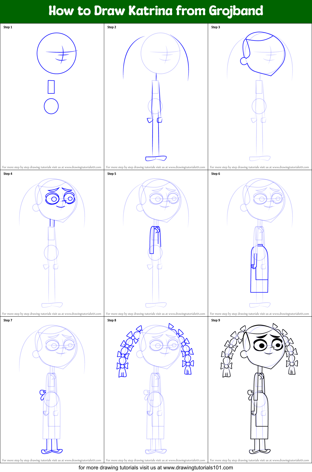 How to Draw Katrina from Grojband Printable Step by Step