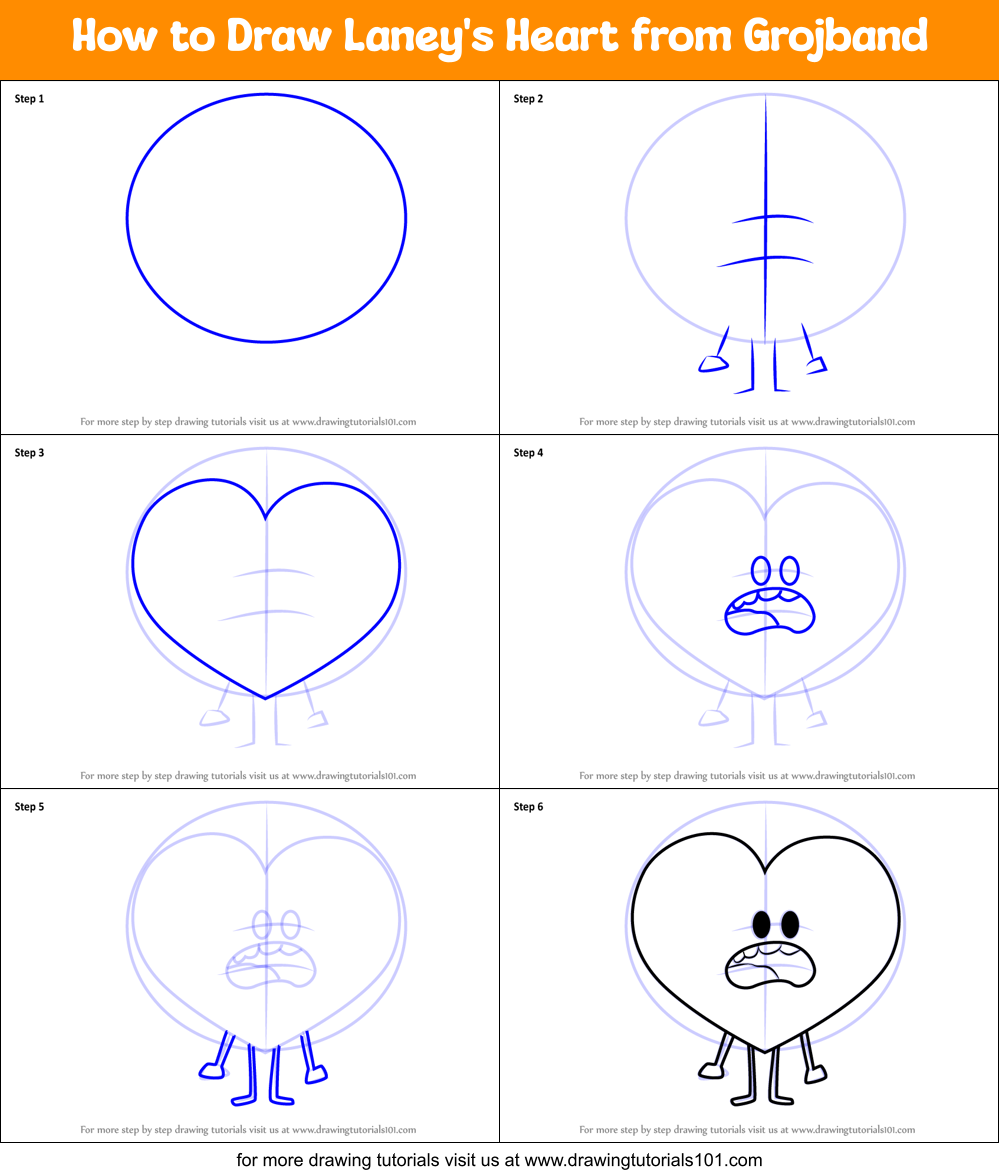 How to Draw Laney's Heart from Grojband Printable Step by Step