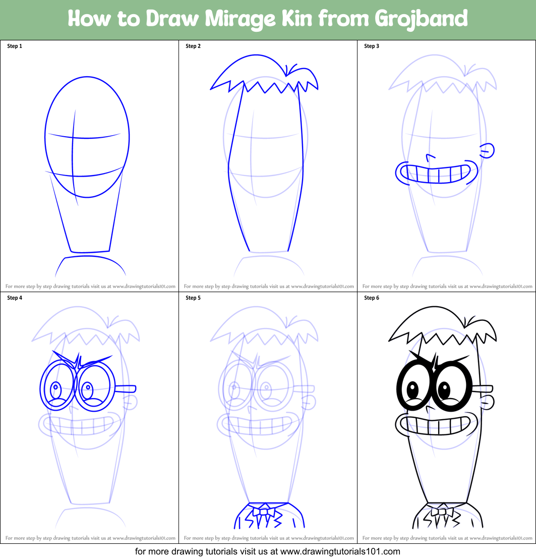 How to Draw Mirage Kin from Grojband Printable Step by Step