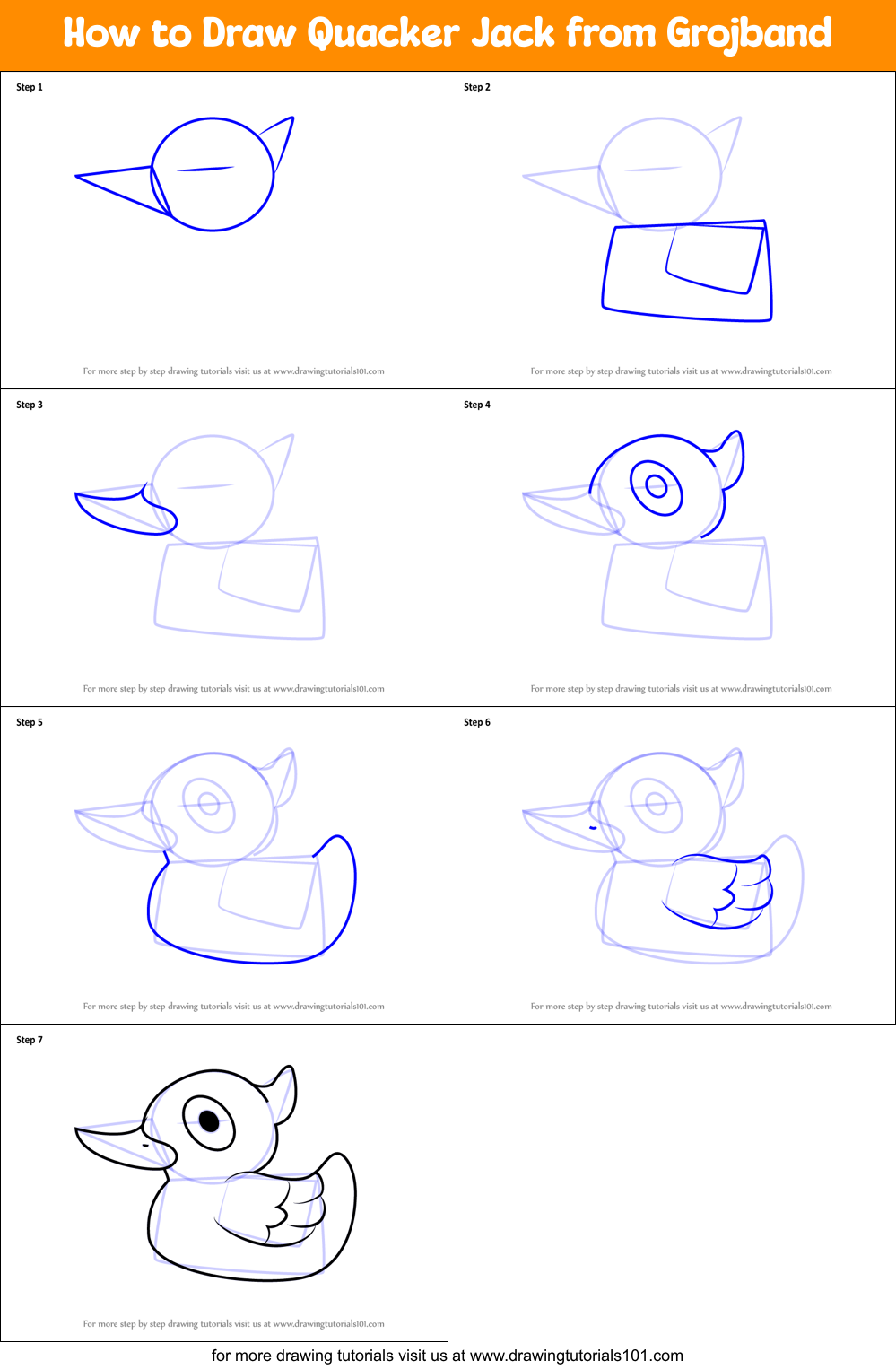How to Draw Quacker Jack from Grojband Printable Step by Step