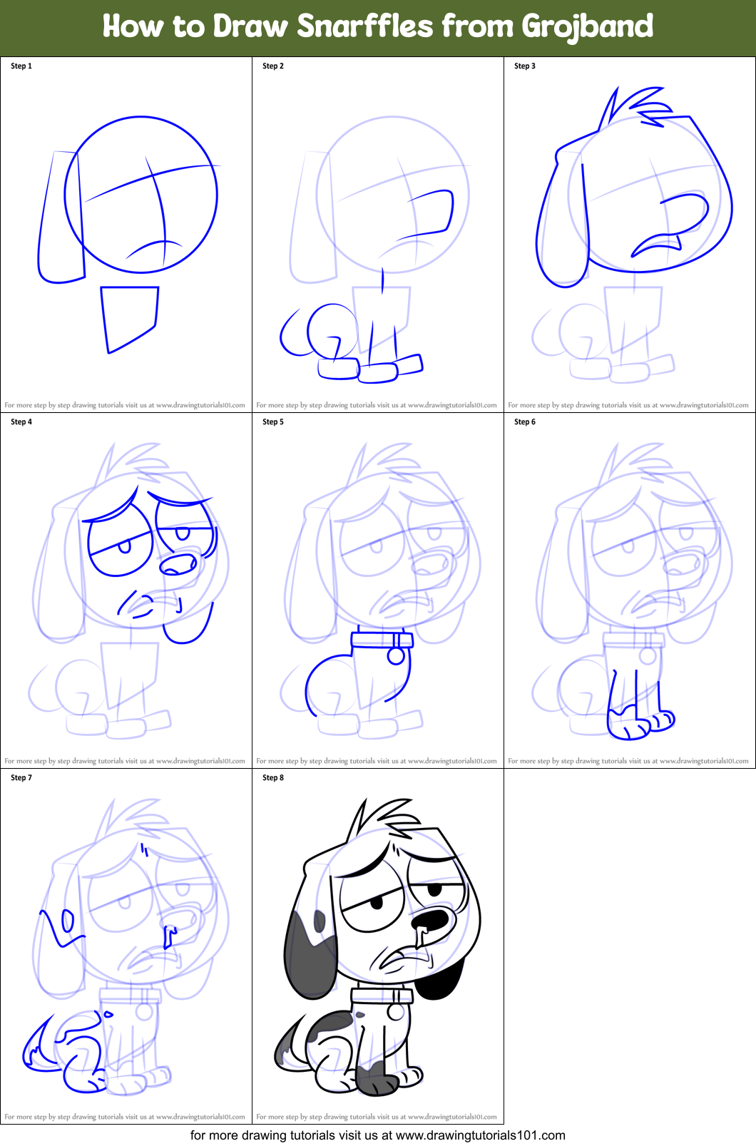 How to Draw Snarffles from Grojband Printable Step by Step