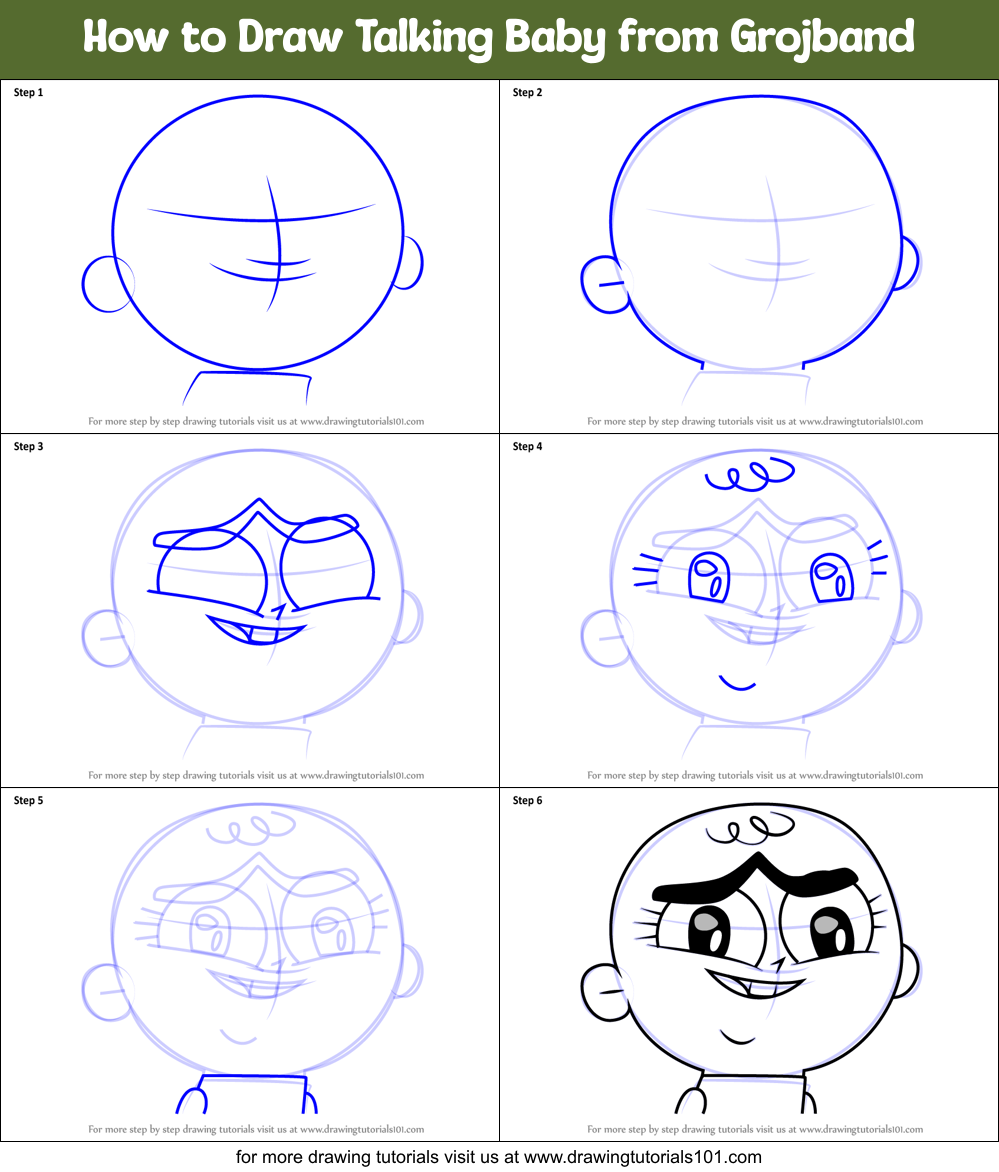 How to Draw Talking Baby from Grojband Printable Step by Step