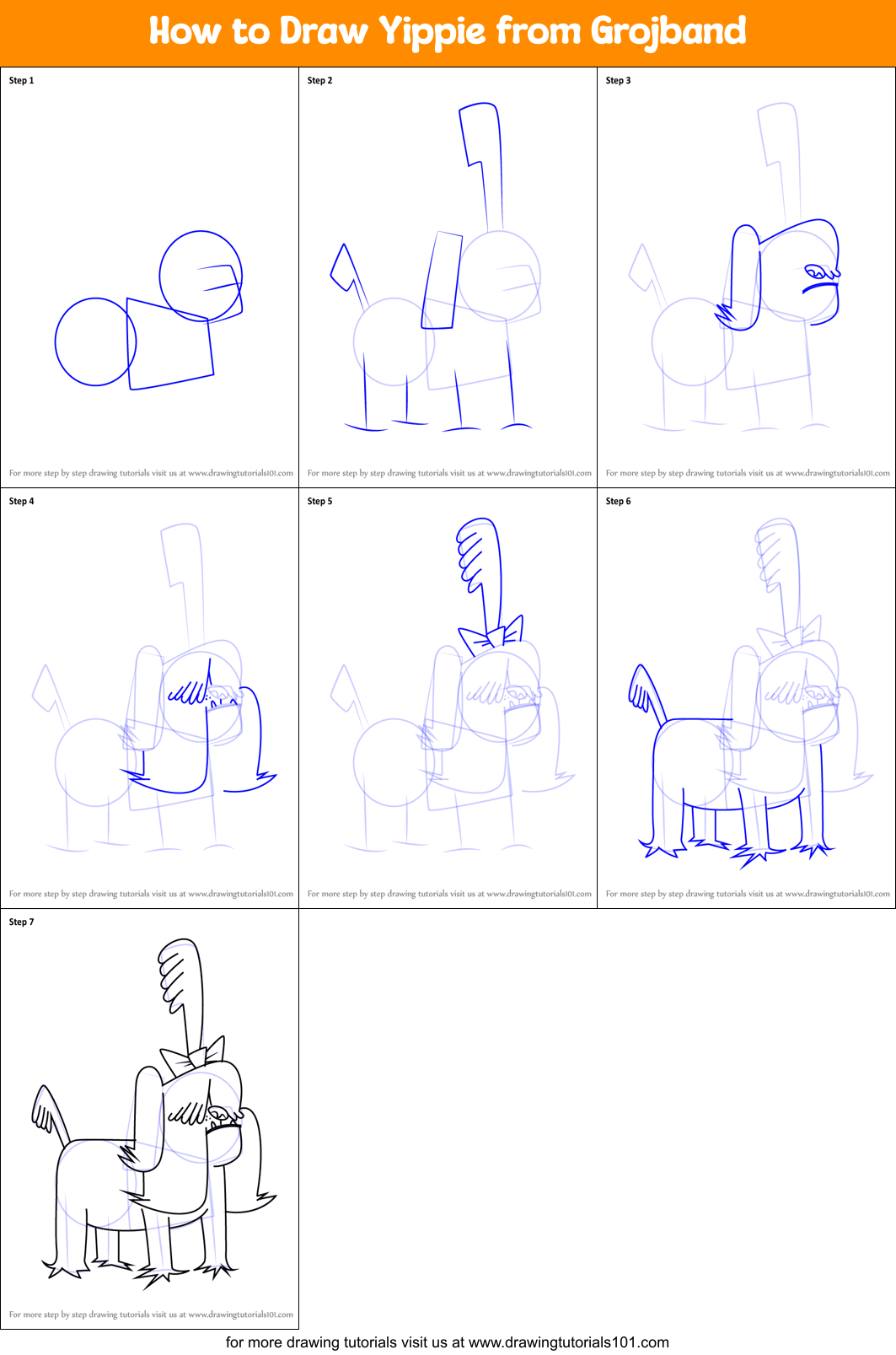 How to Draw Yippie from Grojband Printable Step by Step