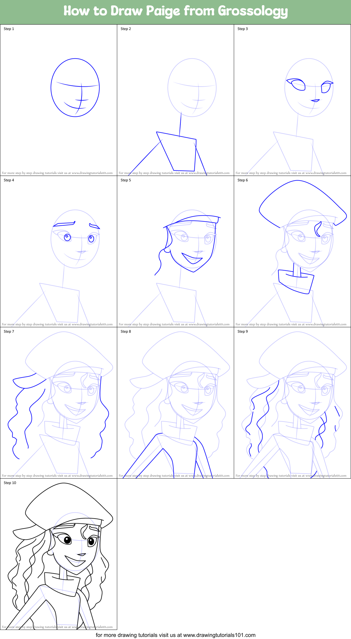 How to Draw Paige from Grossology Printable Step by Step