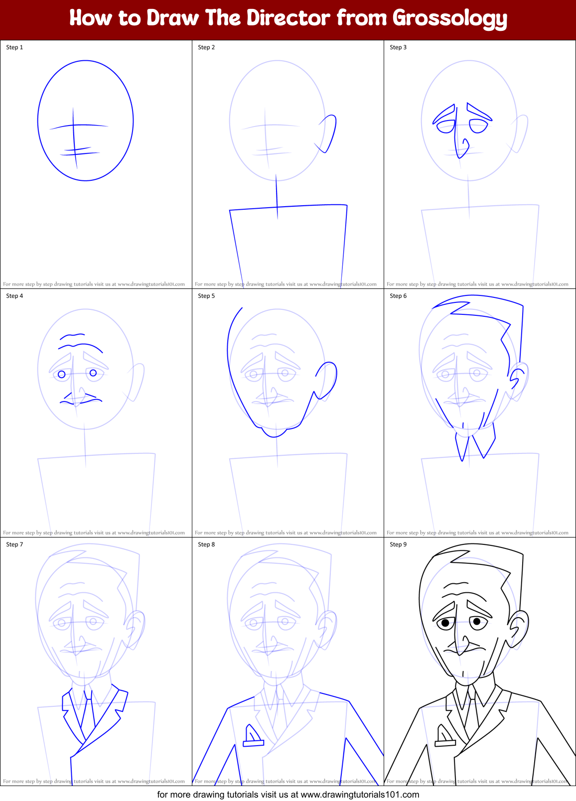 How to Draw The Director from Grossology Printable Step by Step